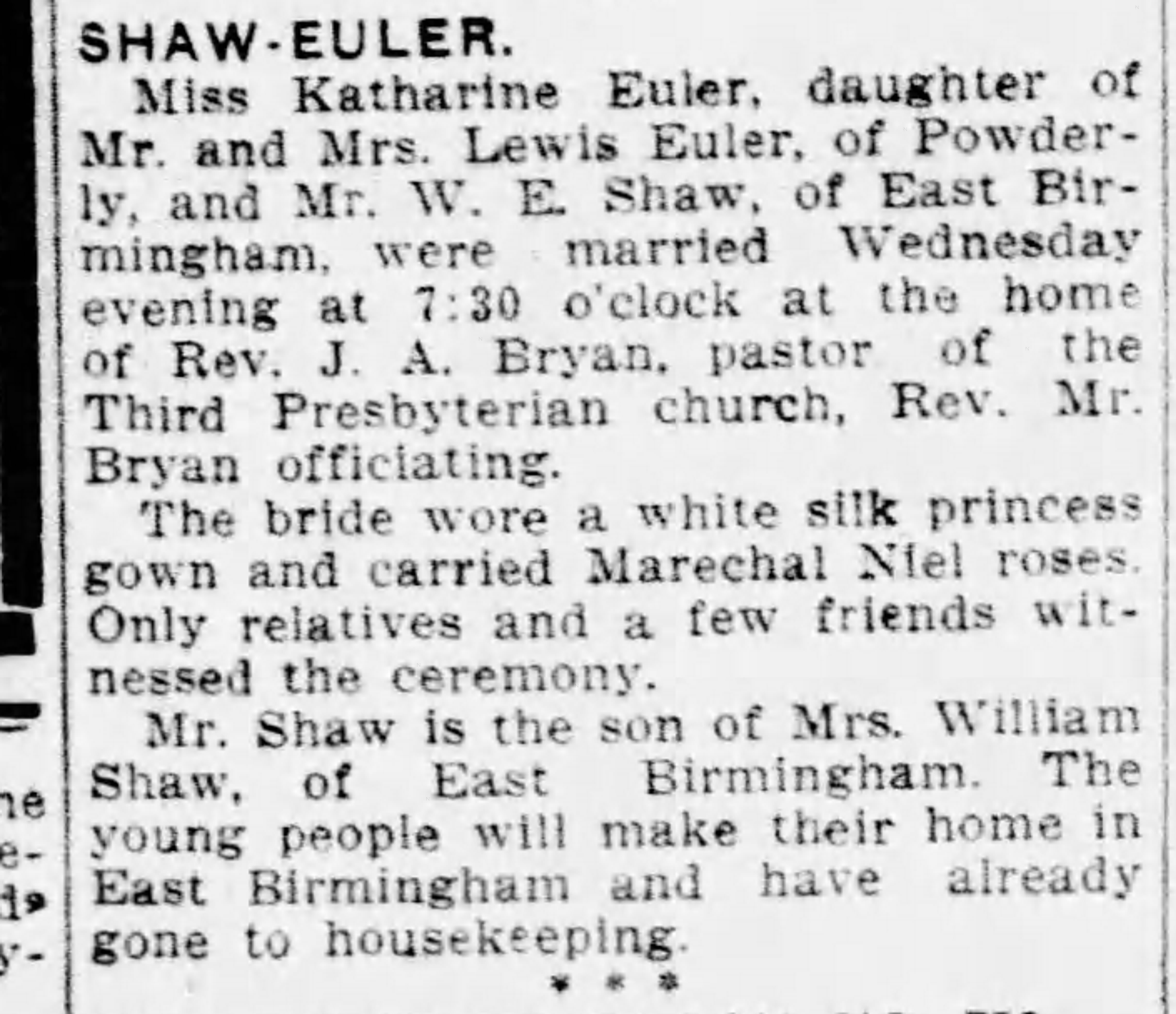 Katharine Euler-W. E. Shaw